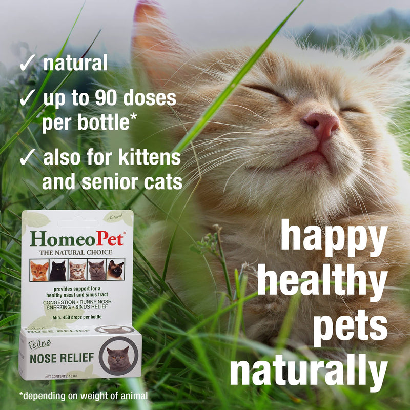 HomeoPet Feline Nose Relief Natural Pet Medicine, Nasal and Sinus-Tract Support for Cats of All Ages, 15 Milliliters One Size - PawsPlanet Australia