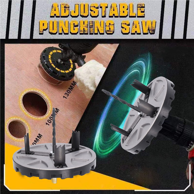 Adjustable Hole Saw, Adjustable Punching Saw Tool for Drilling Adjustable Round Hole Saw 45-130 mm/1.8in to 5.11in Dia Round Hole Opener Tool for Drilling Holes in Plastic Wood Drywall Pipes