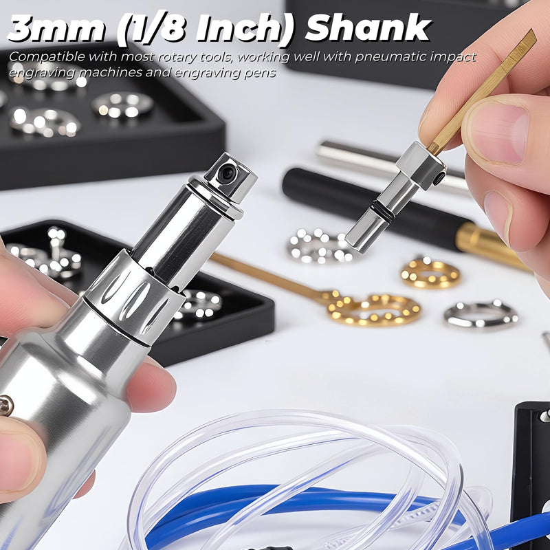8PCS Rotary Tool Engraver Bits, 1/8” Carbon Steel Jewelry Engraving Knives Cutting Bit Set, Polishing Carving Bits for Pneumatic Impact Engraving Machine Pen, 1/8 Inch Shank