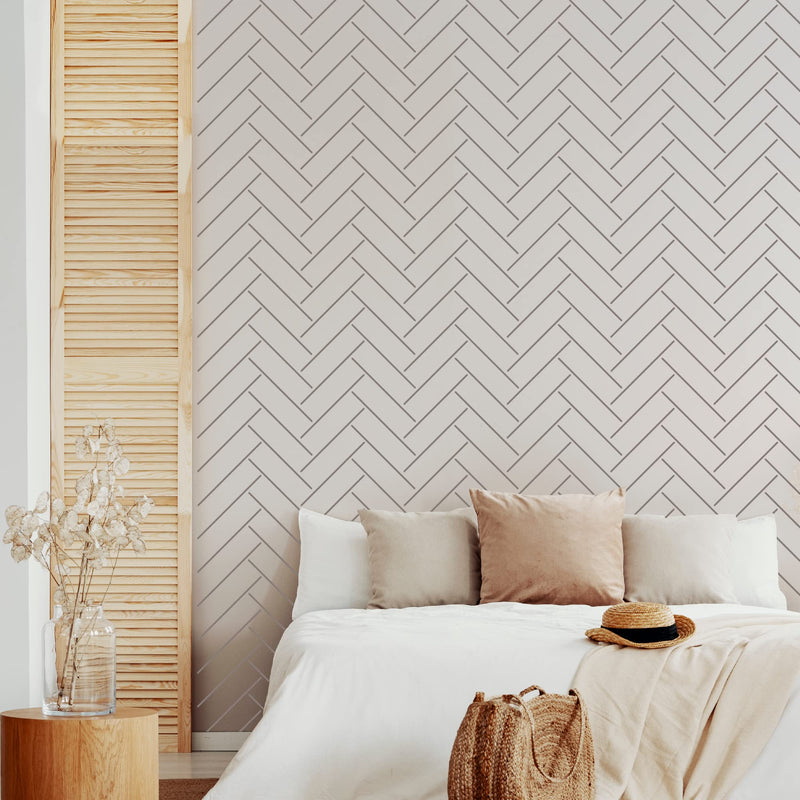 6 Pack 14'' Modern Herringbone Geometric Brick Hexagon Boho Lines Wall Stencils for Painting Large Pattern on Wall, Reusable Decorative Template for Scandinavian Painting Wall Décor
