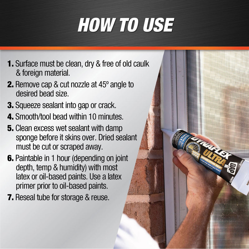 DAP Dynaflex Ultra Advanced Exterior Sealant, White, 5.5 Oz (7079818208)