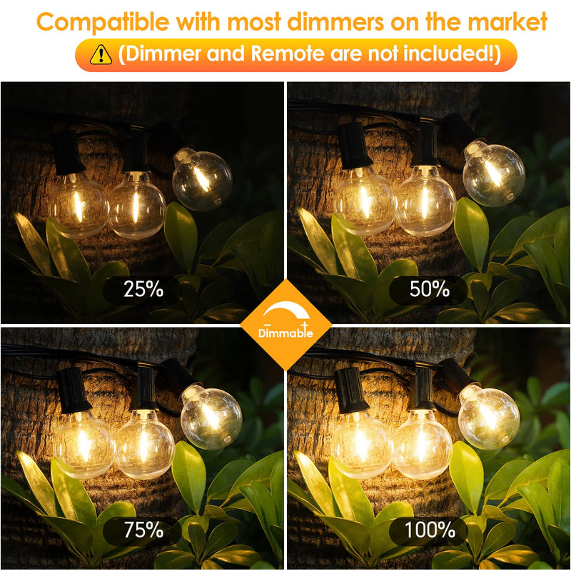 Mlambert 50Ft LED Outdoor String Lights G40 Globe Dimmable Patio Light, Waterproof Hanging String Light with 27 Warm White Shatterproof Bulbs(2 Spare) Black 1