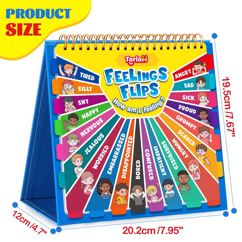 Torlam Feelings and Emotions Book for Kids, Calm Down Corner Supplies, Social Emotional Flipbook Mood Feelings Chart, Toddlers Autism Learning/ADHD Tools for Classroom Preschool Kindergarten