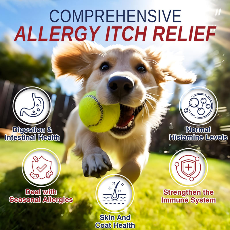 Dog Allergy Chews 200 Soft Treats, for Dogs Seasonal Allergy Relief - Dog Licking Paws Treatment - Anti Itchy Skin- Immune Bites - Probiotic Chew Supplement for Dogs Allergies and Itching Support