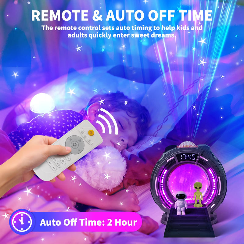 Galaxy Projector and Aurora Projector 2-in-1,Star Projector with 56 Light Effects,Remote Control White Noise Bluetooth Speaker Aurora Projector,Night Light for Living Room, Adults Home