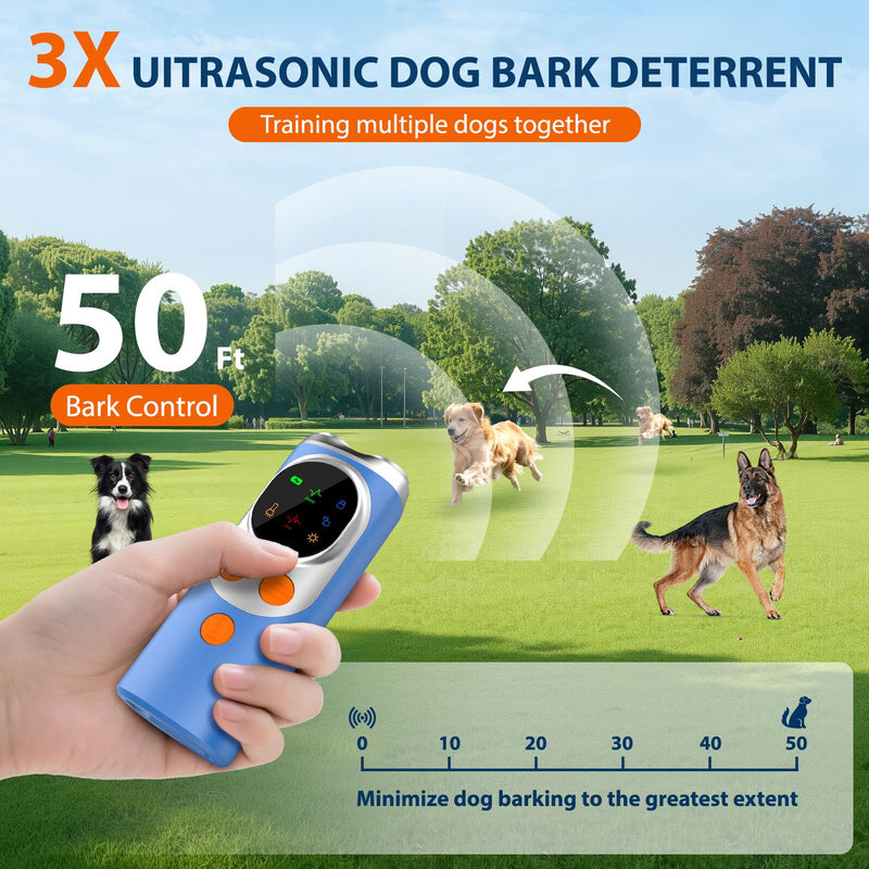 dessports Anti Barking Device for Dogs - 50FT Range Bark Shield for Stopping Bad Behavior - Ultrasonic Dog Bark Deterrent for Training (Blue) Blue