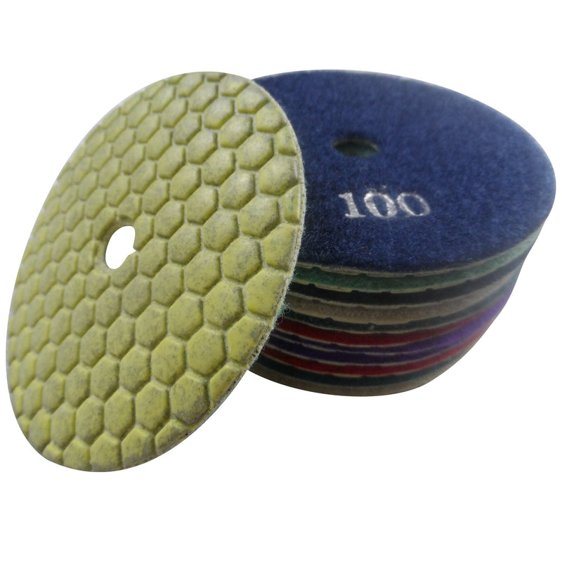 4 Inch 6-Step Dry Diamond Polishing Pads for Granite Stone Concrete Marble 6 Piece Set