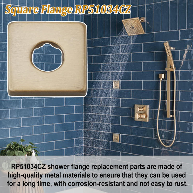 Shower Faucet Flange RP51034CZ for Delta Shower Arm,Champagne Bronze Square Flange for Delta Tub Faucet and Shower Arm