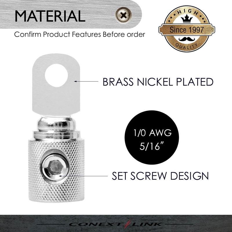 Conext Link RT0N-2 Set Screw Ring Terminal 2 Pack (1/0 Gauge, Nickel) （16605） 1/0 Gauge