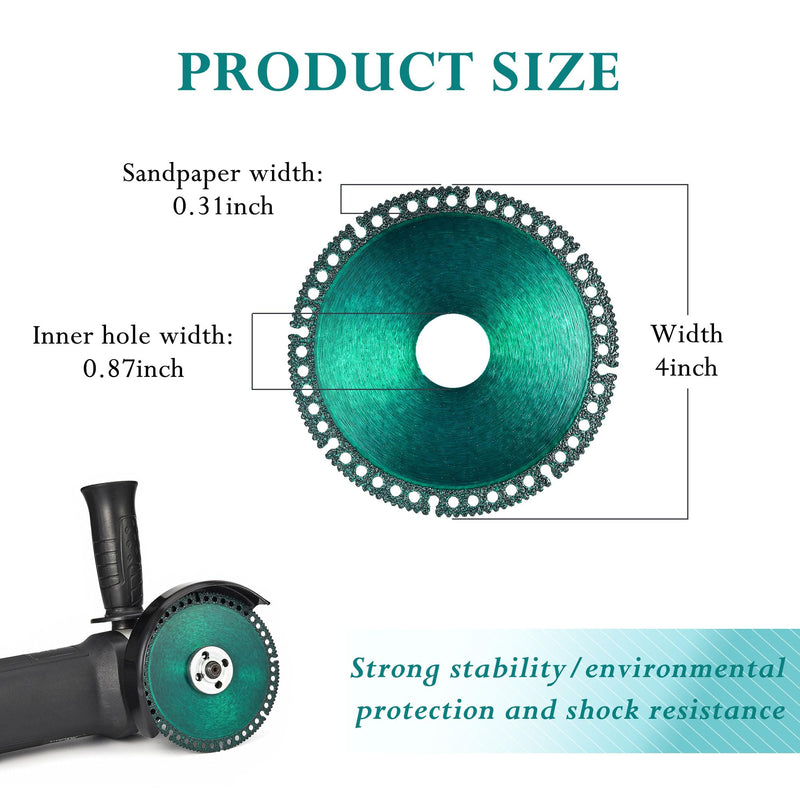Mornajina ‎5 Packs 4 Inch Indestructible disc for Grinder, Indestructible Disc 2.2 for Angle Grinder 7/8" (Model 100/115/125), Cutting Discs for Smooth Cutting, Chamfering, Grinding of All Materials Green 4 Inch 5.0