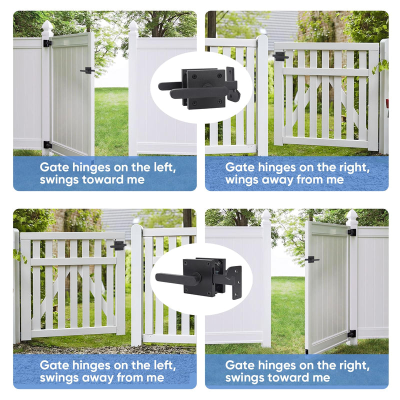 Gate Latch, BARNSMITH Heavy Duty Double Side Gate Latches, Matte Black Fence Latch, Garden Door Latch, Pool Gate Latch GT01