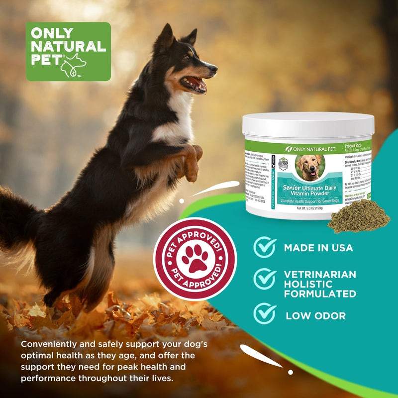 Only Natural Pet Senior Ultimate Daily Canine Vitamin Supplement for Dogs Complete Holistic Health Support - Made in USA, 5.3 oz Turkey Flavored Powder 5.3 Ounce (Pack of 1) - PawsPlanet Australia