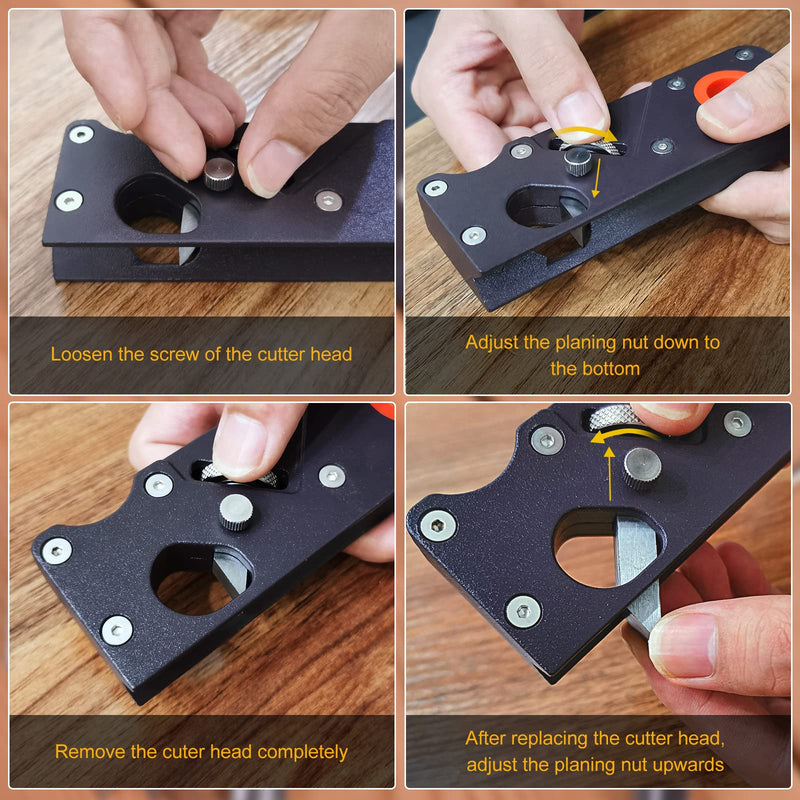 Chamfer Plane-Woodworking Edge Corner Plane with Auxiliary Locator, Hand Plane Suitable for Quick Edge Trimming of Wood (W/7cuters) Black Purle