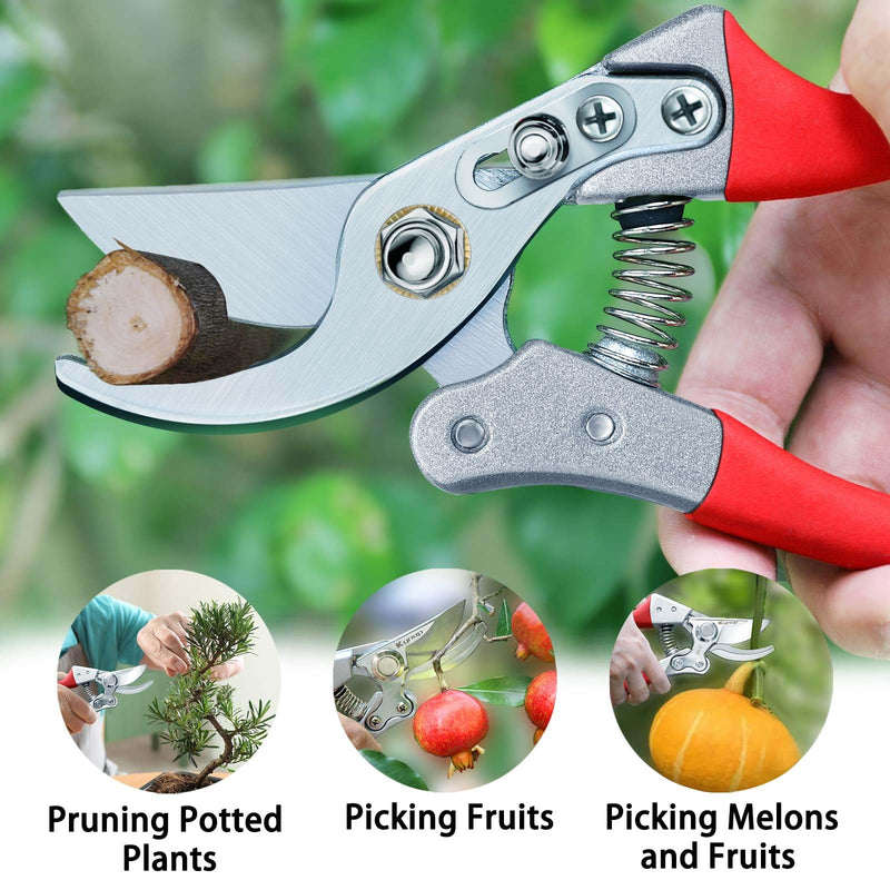 Kynup Pruning Shears for Gardening, Garden Hand Shears, Professional Bypass Pruner Hand Shears Heavy Duty, Pruners for Gardening, Garden Clippers, Hedge Shears, Garden Tools(Red) V11 Red