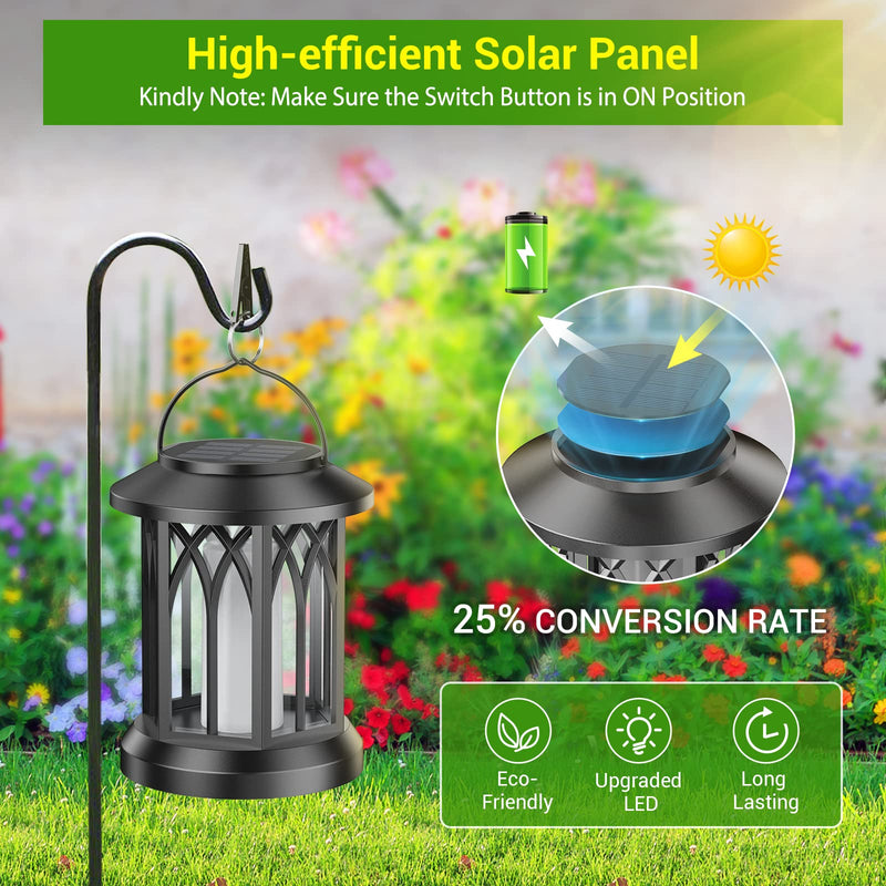 KOOPER 4 Pack Solar Lantern Outdoor Lights, Upgraded Flickering Flame Solar Lanterns Lights Outdoor Waterproof, Hanging Outdoor Solar Lanterns Lights, Solar Powered Lanterns for Yard Garden Decor