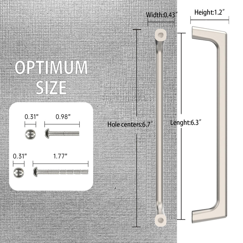 FILTA 10 Pack 6.3 Inch(160mm) Brushed Satin Nickel Cabinet Pulls,Cupboard Handles Cabinet Handles Zinc Alloy Cabinet Hardware for Cupboard Drawer Handles Pulls 6.3"/160MM Hole Center