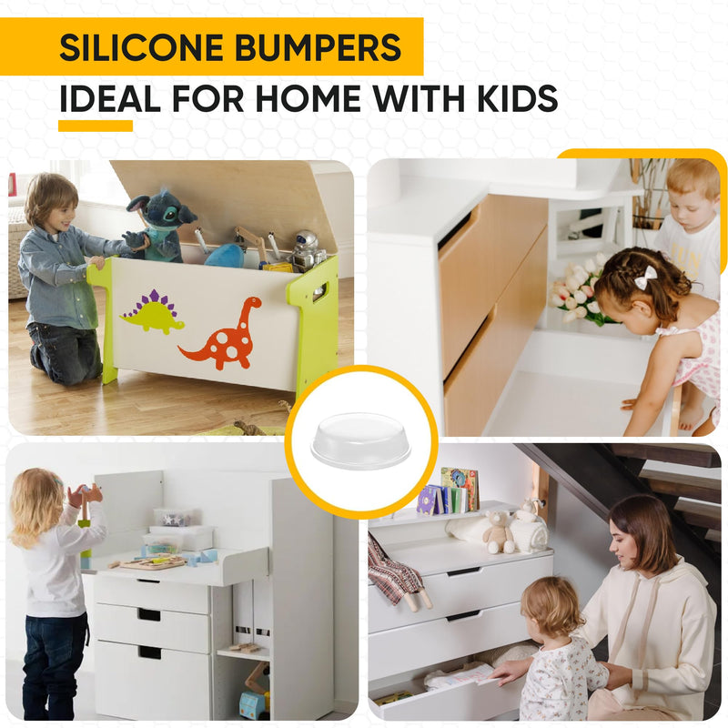 Vellax Cabinet Door Bumpers 128 Pcs - 1/2” Diameter Clear Self Adhesive Pads, Cabinet Stoppers, Rubber Bumpers for Drawers, Cupboards, Cutting Boards, Glass Tops, Picture Frames, Kitchen Furniture 128 pcs - 0.5" x 0.14"