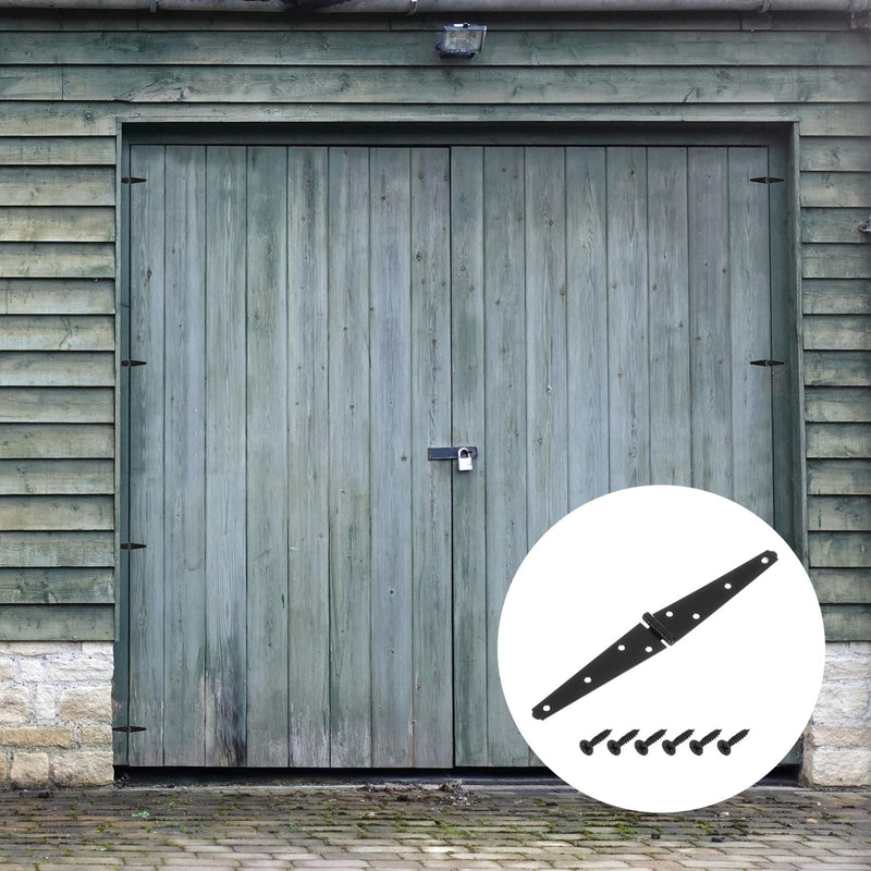 uxcell 6Pcs Strap Hinges, 5 Inch Shed Door Hinges Heavy Duty Gate Hinge Tee Hinge with Screws for Wooden Fences Yard Doors Barn Gate, Black