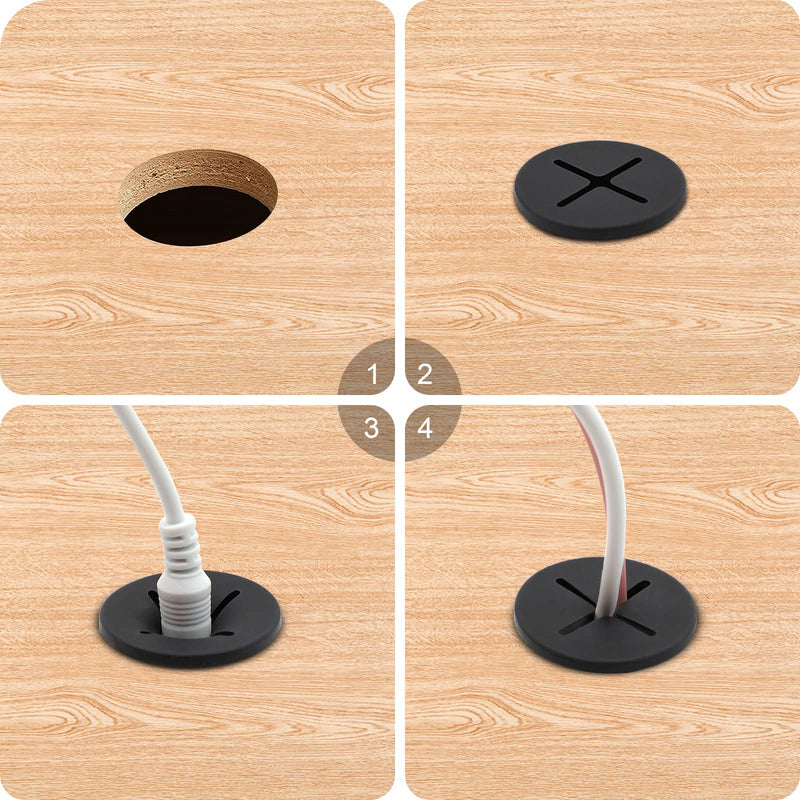 Desk Grommet, 1 Inch Flexible Rubber Grommets, Silicone Cable Cord Grommet Wire Hole Cover for Desk, Table and Other Furnitures(12Pack) 1IN/25mm Black