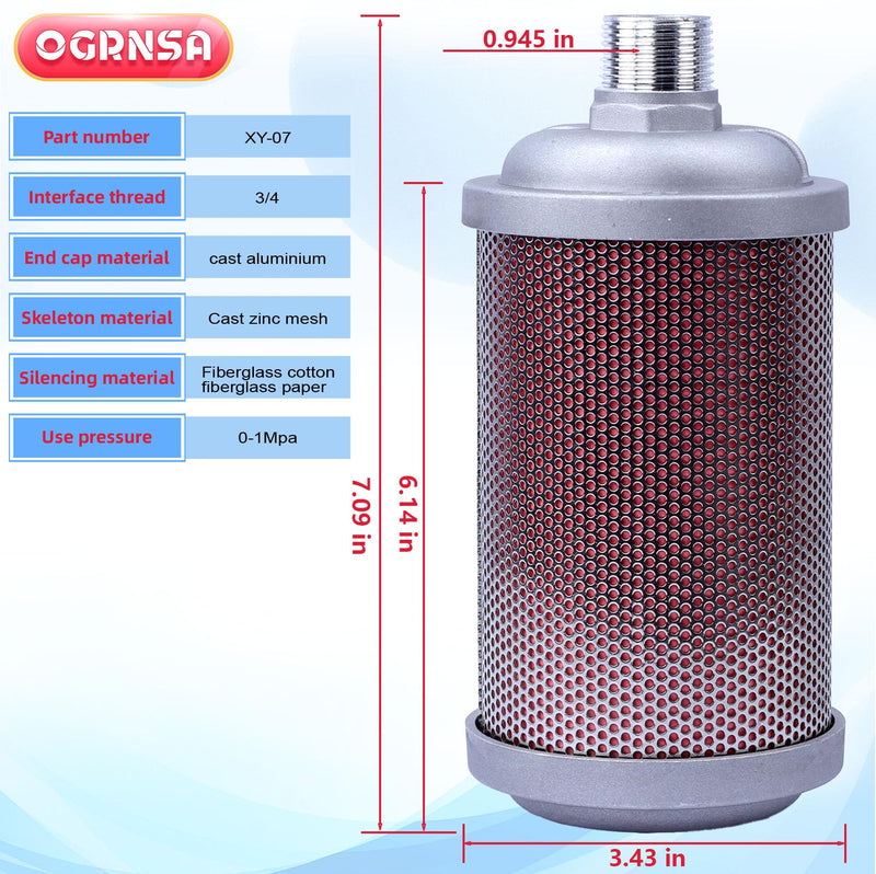 XY-07 DN20 Dryer Silencer，Air Compressor Silencer 3/4"，Drying Machine Diaphragm Pump Exhaust Noise Reduction XY07 Muffler Replacement Part