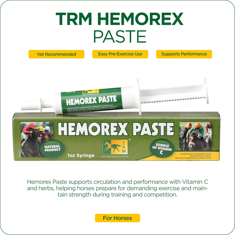 TRM Hemorex Paste for Healthy Horses, Complimentary Feeding Stuff, Essential Nutrients for Before Intensive Exercise - 1.05 oz 1.05 oz (30g) 30g