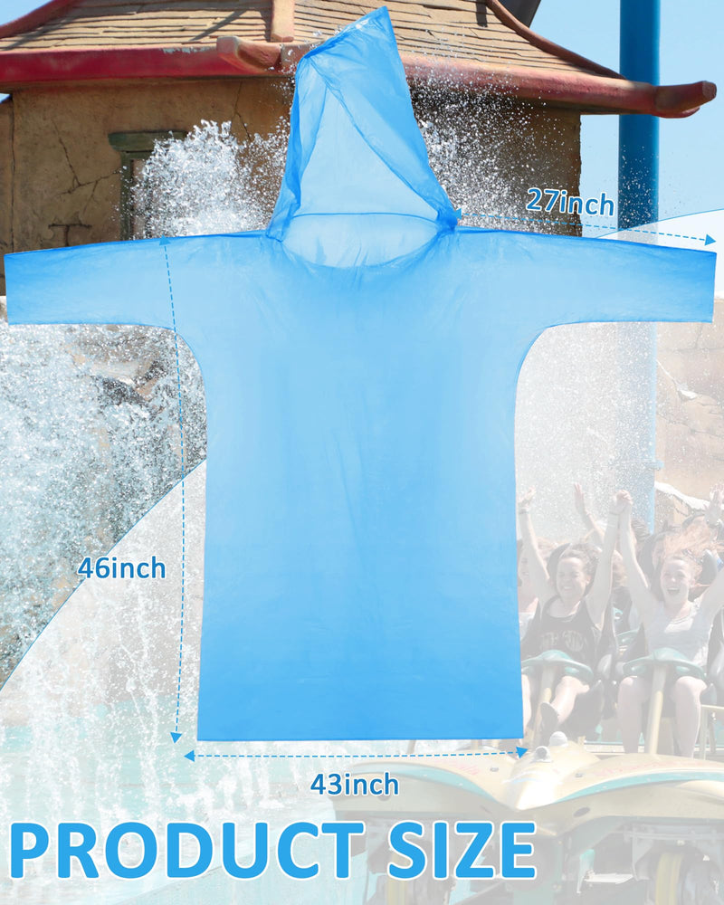 JaGely 120 Pack Disposable Rain Ponchos for Adult Family Pack Bulk Wedding Homeless Care Emergency Travel Hooded Raincoat Blue - NewNest Australia