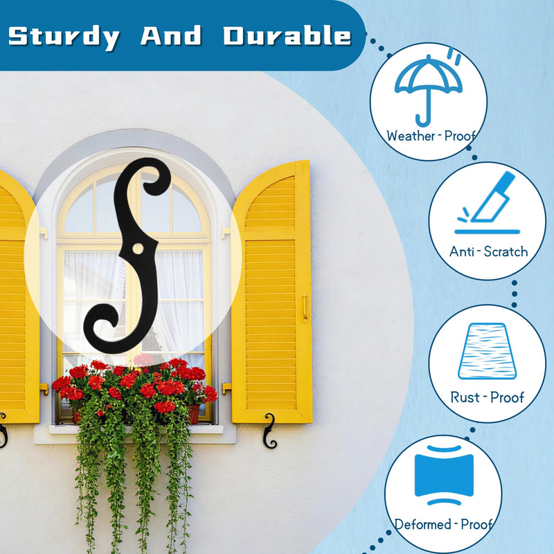 S Style Shutter Dogs Hardware, 6.3" Metal Shutter Fasteners with Set Screwsl, Decorative Window Tieback for Exterior Shutters, Home Decoration (6)