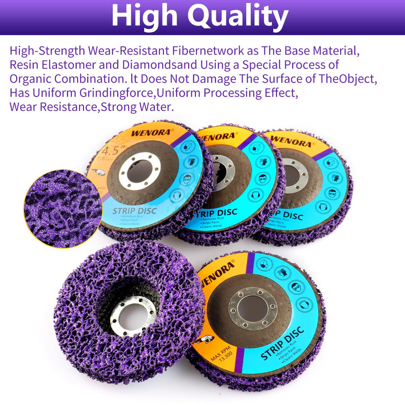 5 Pack Strip Discs Stripping Wheel for Angle Grinder, 4-1/2" x 7/8" Strip Discs Stripping Wheel, Clean and Remove Paint Coating Rust Welds Oxidation 5