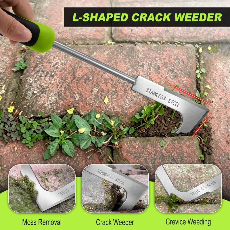 Weed Puller Kit, Crack Weeder Crevice Weeding Tool, Stainless Steel L-Shaped Hand Weeder Tool, Portable Manual Weed Puller Tool for Garden, Patio Lawn, Planting Weeding - 3 Pack 3-PCS
