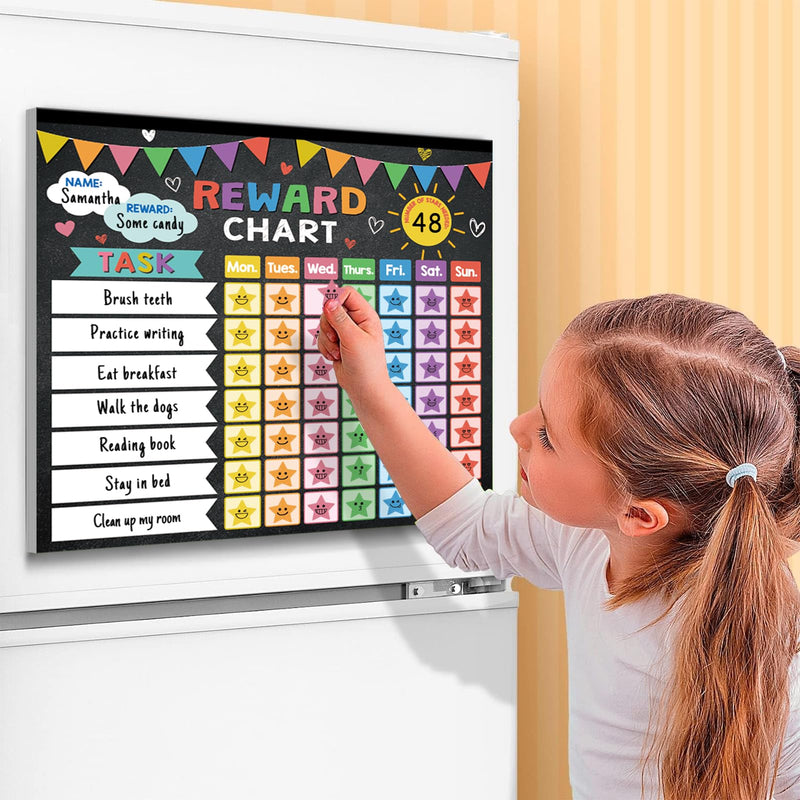Reward Chart for Kids,Magnetic Behavior Chore Chart for Kids at Home,26 Black Chore Charts,1960 Star Stickers,56 Reward Stickers,Incentive Chore Chart to Develop Responsibility and Good Habits Black Banner