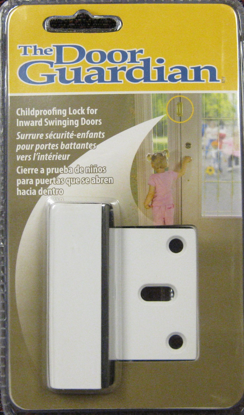 Cardinal Gates Door Guardian Home Security Door Reinforcement Lock for Inward Swinging Doors - Child Proof Lock Front Door - Extra Lock for Home from Inside - USA Based - White