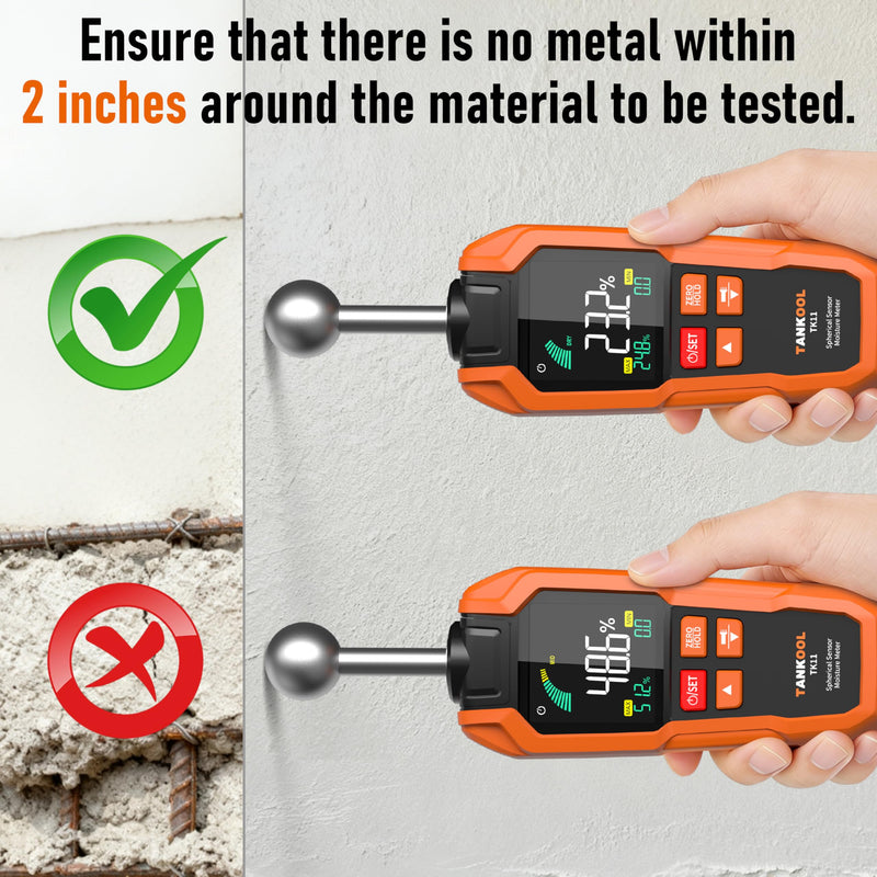 Pinless Moisture Meter with Ball Probe for Non-Destructive Area Scans for Walls & Drywall | Digital Moisture Detector,Measuring Depth 5-40mm Digital Moisture Meter Built-in Flashlight