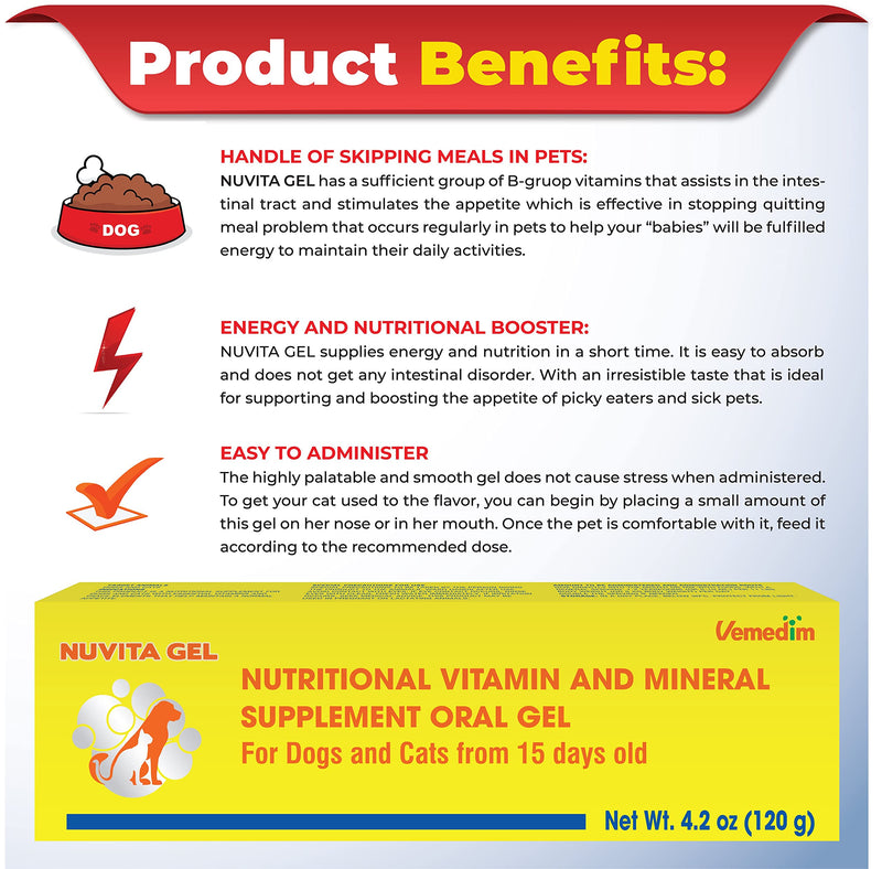 Premium Nutritional and Vitamin Gel for Dogs and Cats - Enhance Health, Boost Appetite, and Energize! Suitable for All Breeds and Life Stages - Multivitamin Gel 4.2 oz (120 g) - PawsPlanet Australia