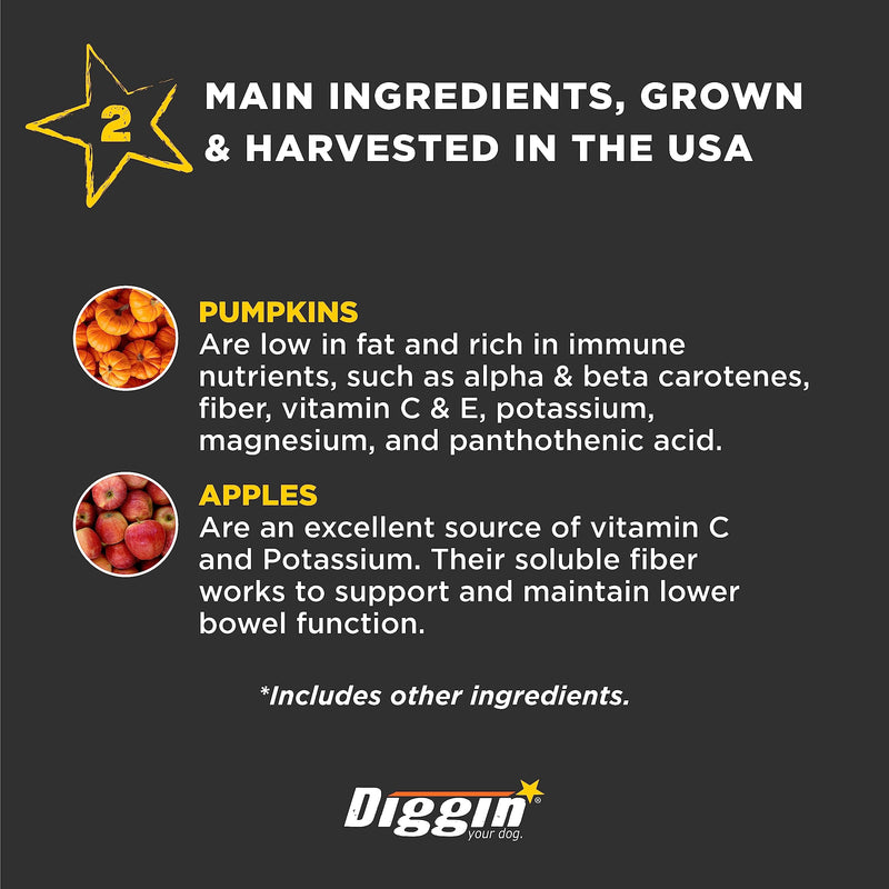 Diggin' Your Dog Firm Up Bars for Dogs & Cats, 100% Made in USA, Pumpkin Powder Bars for Dogs, Digestive Support, Apple Pectin, Fiber, Healthy Stool, 6 Count - PawsPlanet Australia