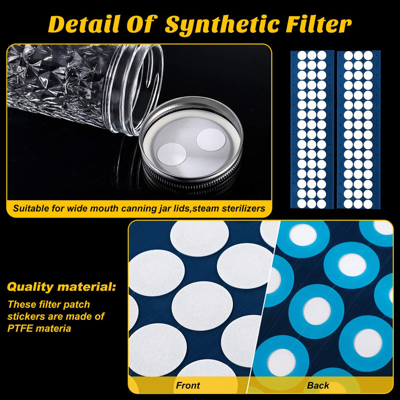 Synthetic Filter Paper Stickers 20 mm Filter Patch Sticker 0.25 µm Filter Paper for Mushroom Cultivation Wide Mouth Jar Lids (96 Pieces) 96