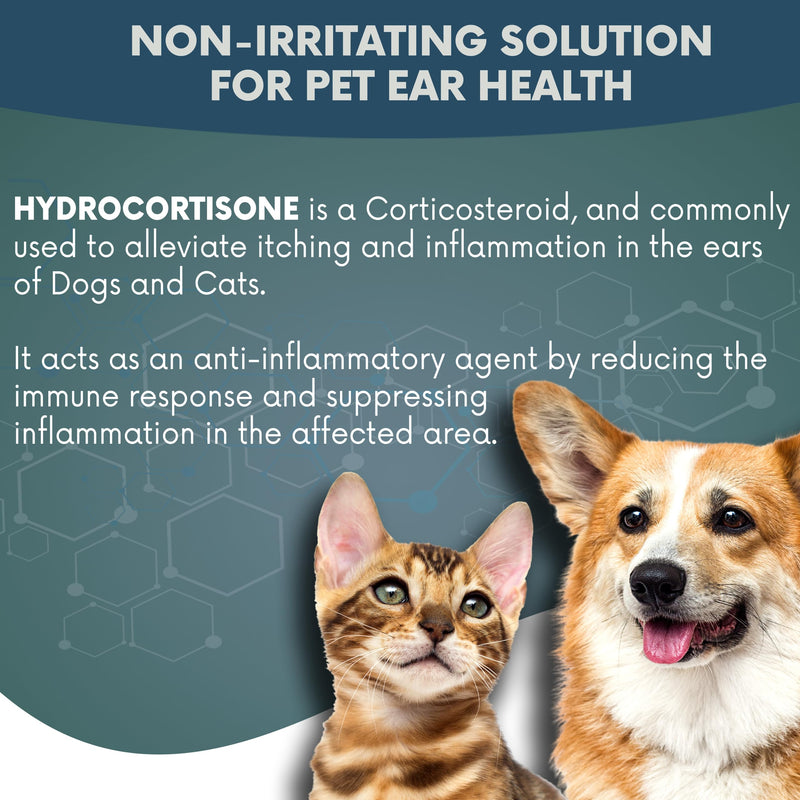 NOVEHA Pet Ear Drops with 1% Hydrocortisone | Ear Cleaner for Dogs & Cats for Earwax buildup, No-Sting Formula, Calms Itch & Reduces Painful Ear Infections 60mL (60ml (Pack of 1)) 60ml (Pack of 1) - PawsPlanet Australia