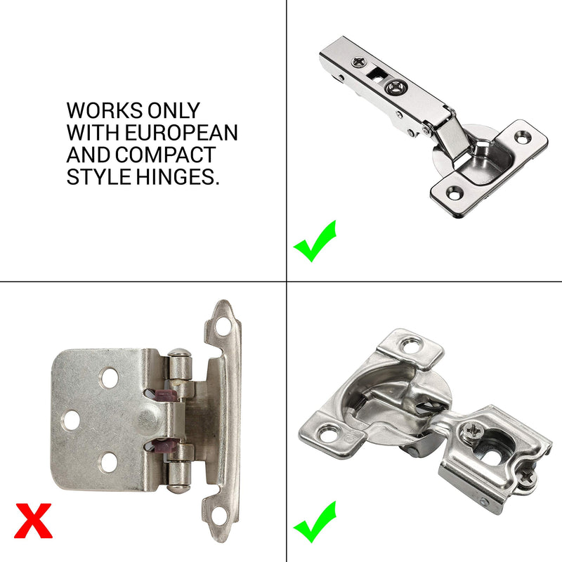 10 Pack Rok Hardware Soft Close Damper for Cabinet Doors/Compact/SoftClose Cabinet Adapter/Hardware/Hinge Polished Nickel Finish, SCD103 10