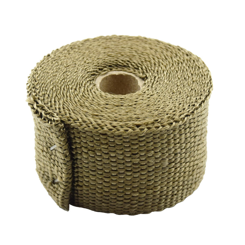 DOBTIM Fireproof Pipe Wrap Insulation 2" Wide X 16' Long, Fiberglass Heat Shield Tape Pipe Webbing for Stove Flue Protector with 2 Clamps, Titanium Titanium-16Ft