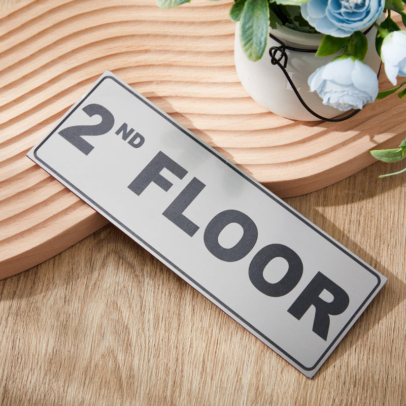 Blulu 2nd Floor Sign with Double Sided Tape Stainless Steel Floor Number Sign for Door 2.76 in x 7.87 in Durable Metal