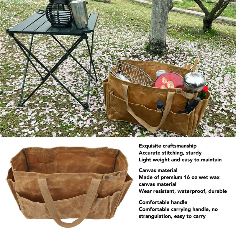 Diydeg Garden Tool Bag, Tool Bag Large Garden Tool Organizer Gardening Tote Bag Organizer Tool Storage Bag with Comfortable Carry Handle for Camping (Khaki) Khaki