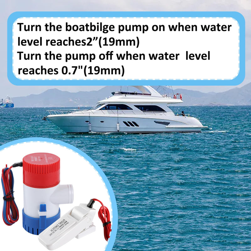 Boat Bilge Water Pump, 12 V 1100 GPH, Automatic/Non - Automatic Marine Bilge Pump, with Boat Pump Float Switch 12 V 24 V 32 V, for Boats, yacht, Boat, Caravan RV Submersible
