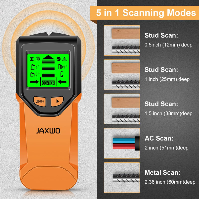 Stud Finder Wall Scanner - 5 in 1 Stud Finder Tool w/Microprocessor Chip and HD LCD Display, Stud Detector Beam Finders for the Center and Edge of Wood AC Wire Metal Studs Joist Pipe (Lox)