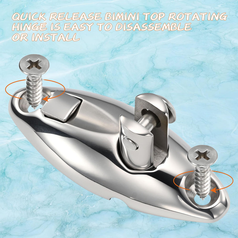 Marine Grade 316 Stainless Steel Bimini Top Swivel Hinge 4 Pack | Boat Canopy Swivel Bracket with Quick Release Pin for Deck Side/Top Mount, Corrosion-Resistant Marine Hardware