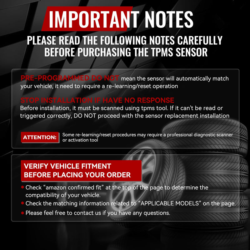 TPMS Sensor GM, 4-Pack Tire Pressure Monitoring System Sensor Replacement for GM Chevy GMC Cadillac Buick, 315MHz OE Replaces for 13586335 13581558 13598771 13598772 4 PCS