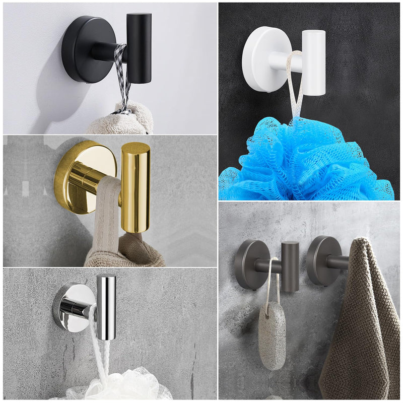 2/4/8 Pack Towel Hooks, Robe Hook, Bathroom Coat Hook Wall Mounted, SUS304 Stainless Steel Bathroom Hooks, Towel Hook for Bedroom Kitchen Hotel Office(2 Pack Matte Black) 2 Pack Matte Black