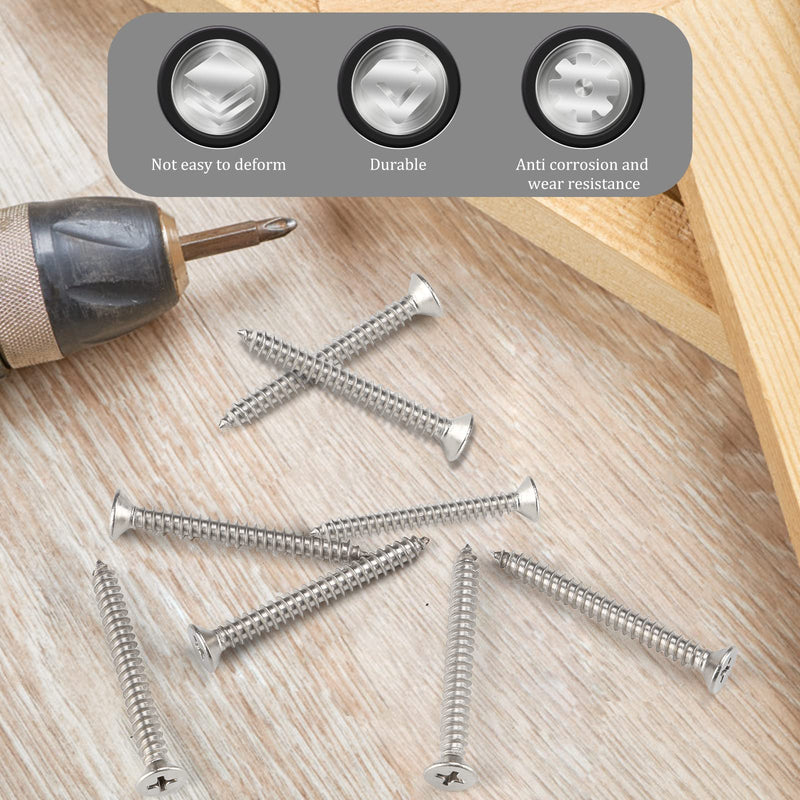 100 PCS #8X1-1/2(1.5 inch) Stainless Steel Phillips Flat Head Wood Screws,Stainless Steel 18-8 A2(304) Screw,Home Screw Kit by QISHENG #8X1-1/2"(1.5 inch) Colorless 100 - NewNest Australia