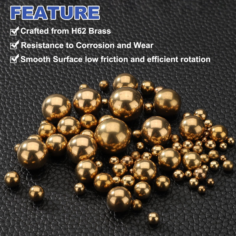 uxcell 500 Pcs Bearing Balls, 2mm Diameter H62 Precision Solid Brass Bearing Balls Industrial Brass Ball Spheres for Machinery, Automotive, and DIY