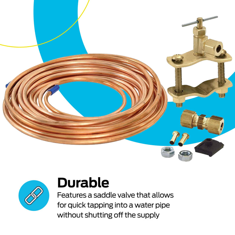 Eastman Ice Maker Installation Kit, 1/4 Inch x 15 Foot Copper Tube, 48398