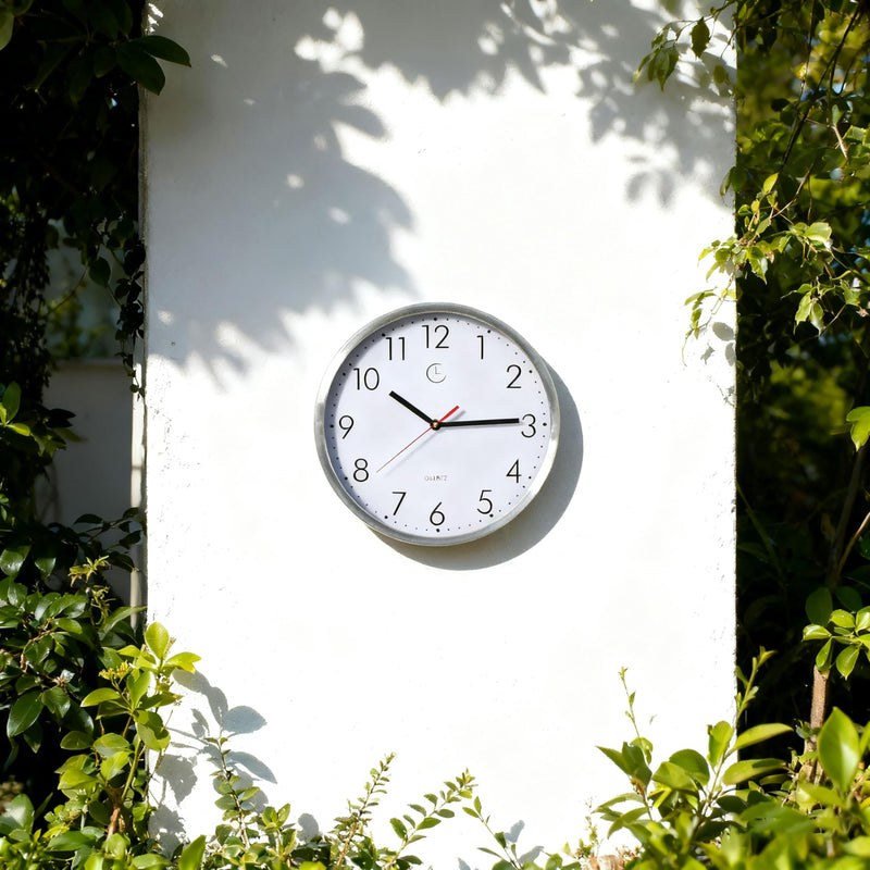 Clockswise 12" Waterproof Aluminum Wall Clock Battery Operated Precision Quartz Movement Weather Resistant Metal Frame for Indoor Outdoor Bathroom Kitchen Patio Garden Living Room Office & Home Décor