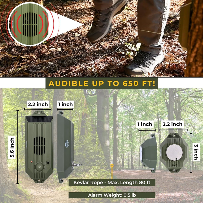 Tactiko Wire Trip Perimeter Alarm 2.0, 129 dB Rechargeable Perimeter – 80ft Kevlar Tripwire, Solar/USB, Weatherproof, Bear Deterrent for Camping, Property, Home Security (2 Pack) 2 Pack